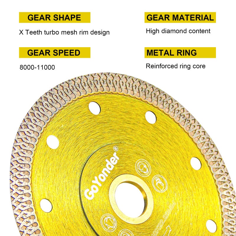 GoYonder 4 Inch Diamond Saw Blade,Super Thin Diamond Saw Blade for Cutting Ceramic Porcelain Tile Granite Marble Suitable for Angle Grinders with 7/8" or 5/8" Arbor 5 PCS - Image 5